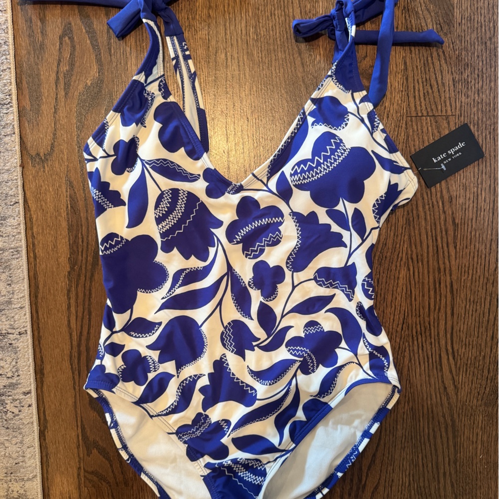 Kate Spade Blue Floral Swimsuit One Piece Designer